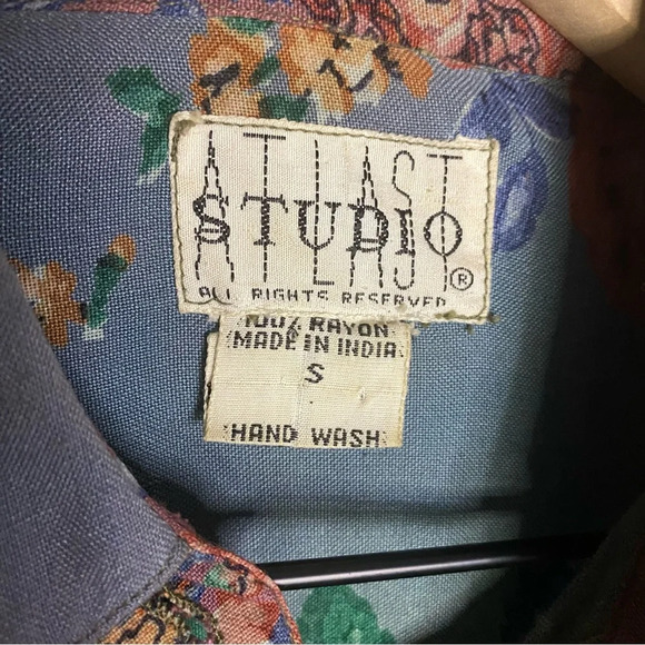 Vintage Floral Blouse size small At Last Studio boho 90s y2k feminine warm tones - Picture 2 of 8